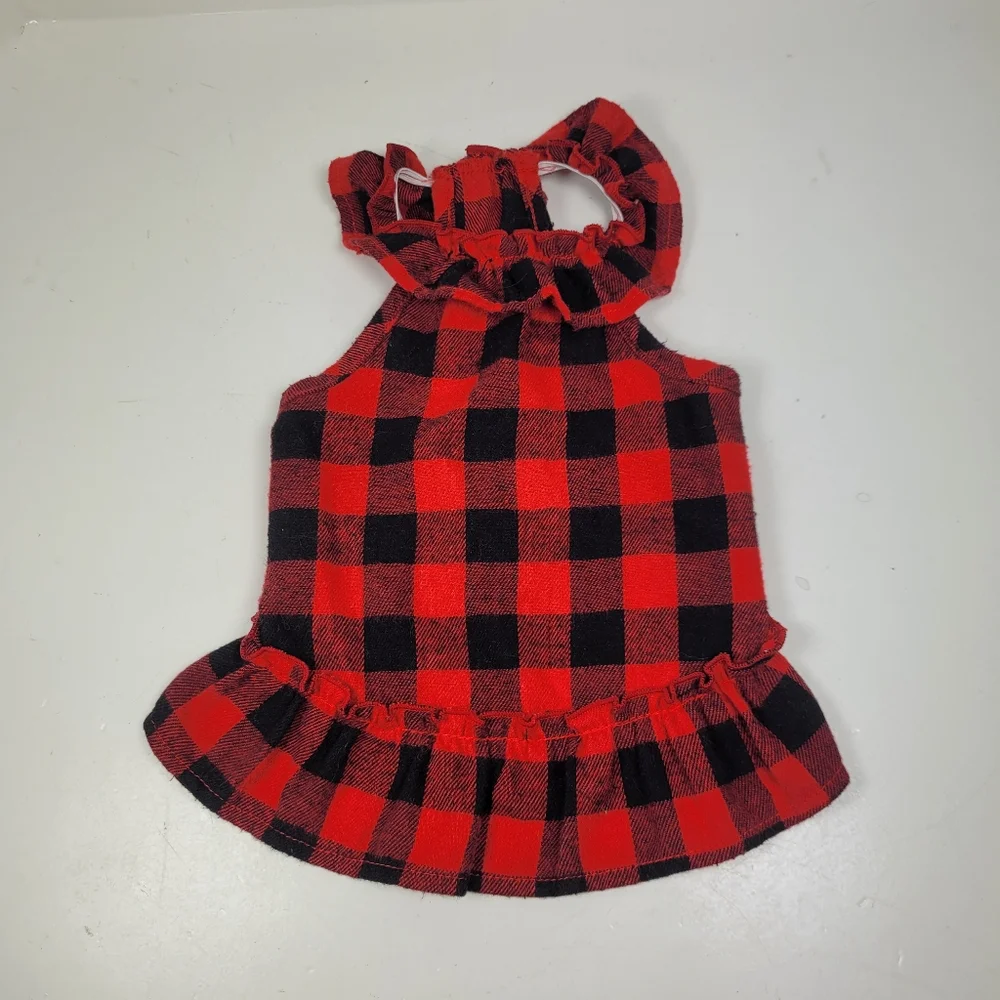 Red and Black Plaid Ruffled Dog Dress